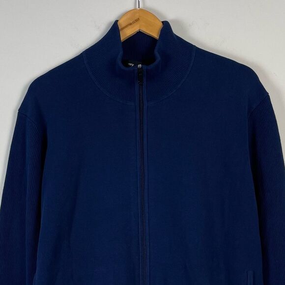 Theory Walton Oragnic Cotton Full Zip ribbed Sweater Size XL NEW Navy - Picture 5 of 15